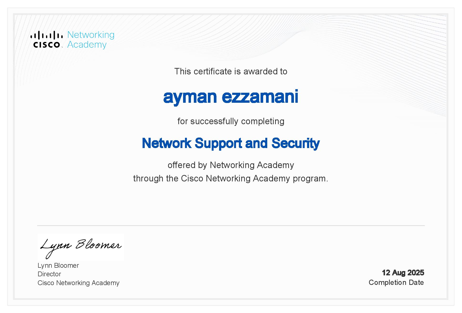 Aperçu du certificat Cisco – Support réseau & sécurité